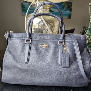 Coach Navy Blue Leather Shoulder Bag